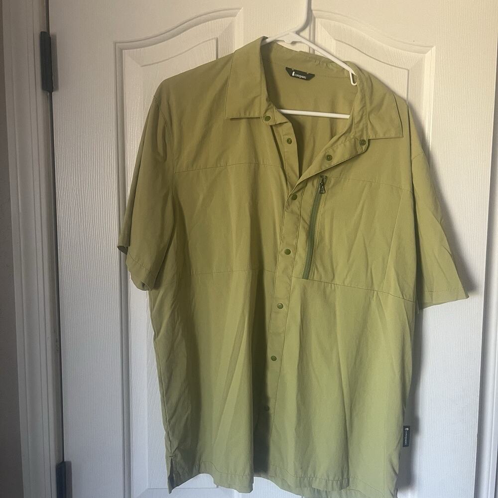 Cotopaxi Men's Size Large Green Nylon Snap Up Zip Pocket Outerwear Shirt